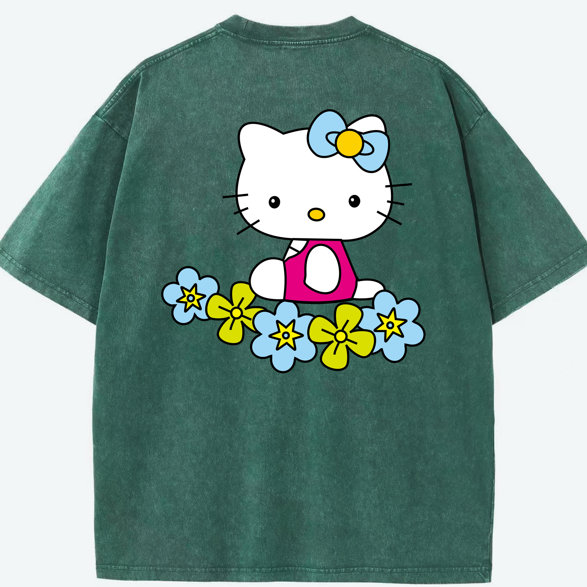 （画像用） Hello Kitty ハローキティ 綿100% ヴィンテージ風 半袖Tシャツ（背面プリント）